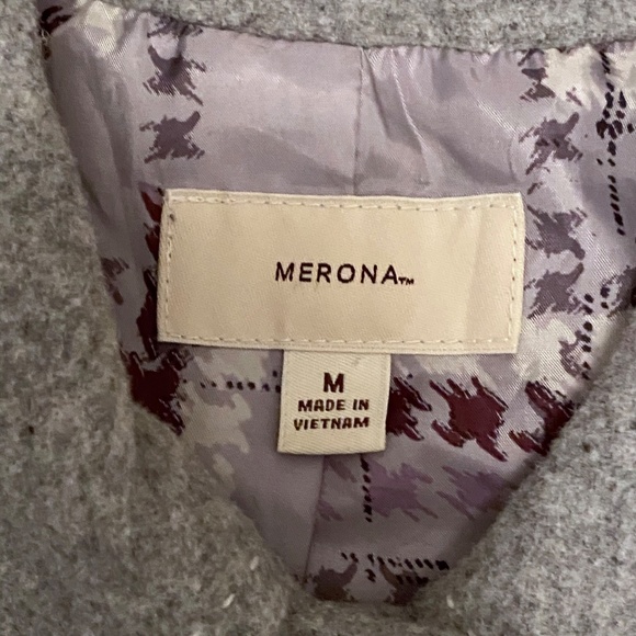 Merona Wool Blend Button Front Belted Mid Length Coat Gray Size M - Picture 4 of 15